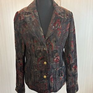 Vintage‎ Patterned Blazer with Gold Buttons size 8